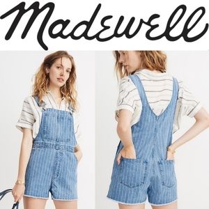 (NWT) MADEWELL- Pinyon Short Overalls in Pinstripe